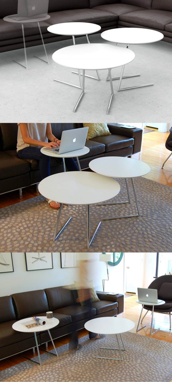 Modern Nesting Sonoma Coffee Table Set - Black Metal Legs - Cooper