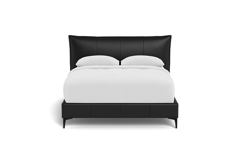 Black leather platform bed