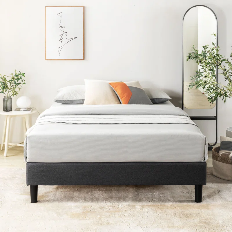 Metal upholstered platform bed