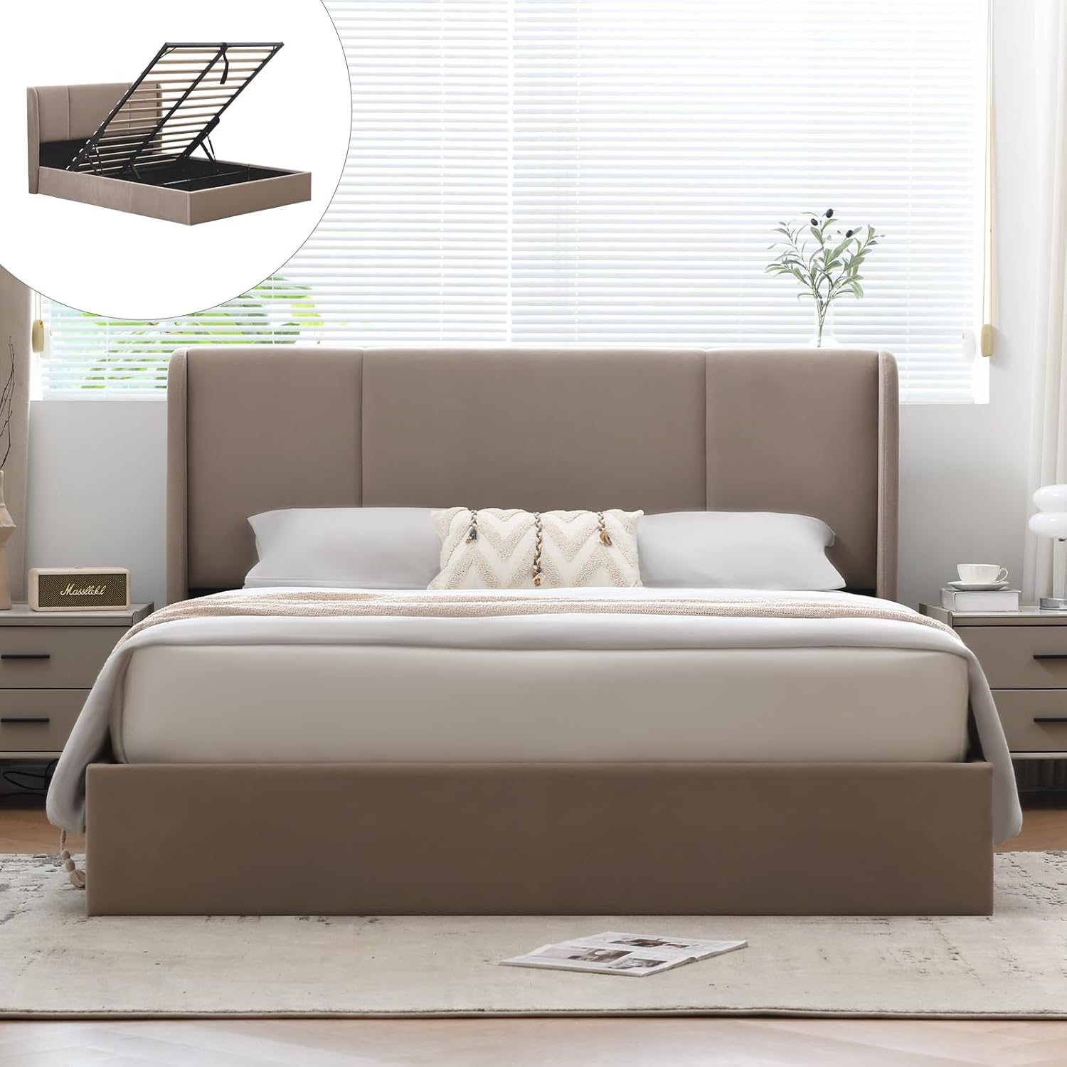 Modern liftup storage platform bed