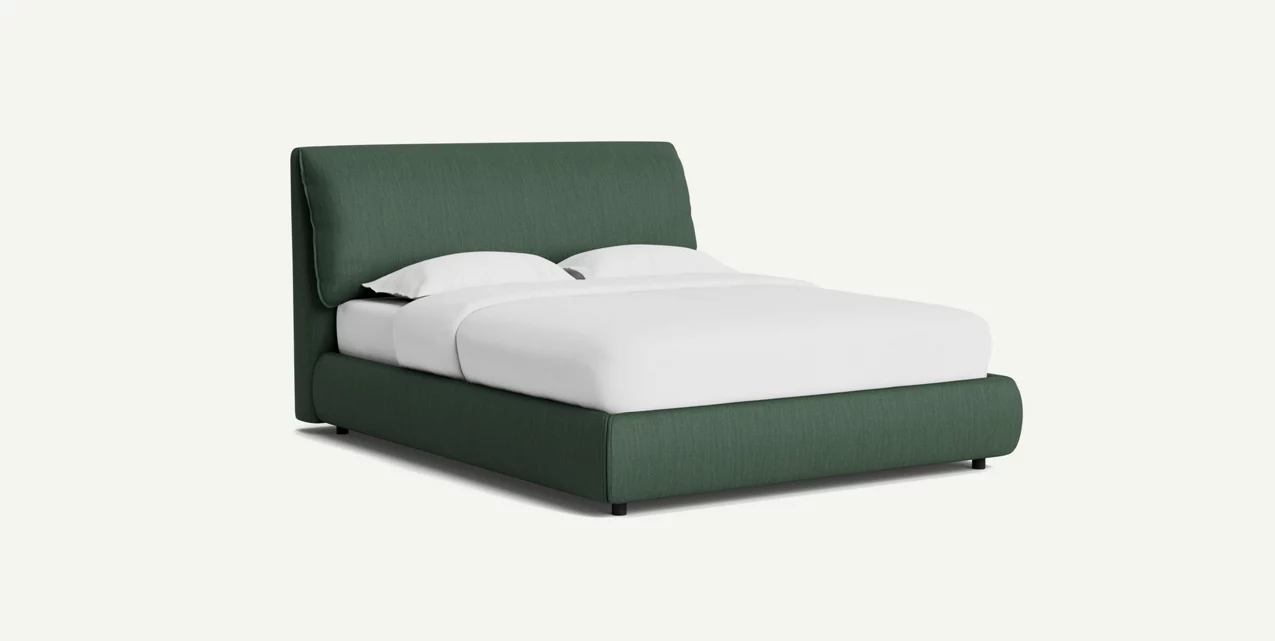 Upholstered cushion platform bed