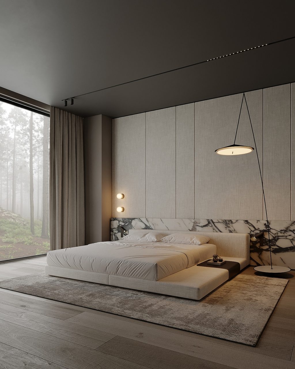 luxury gray and white bedroom