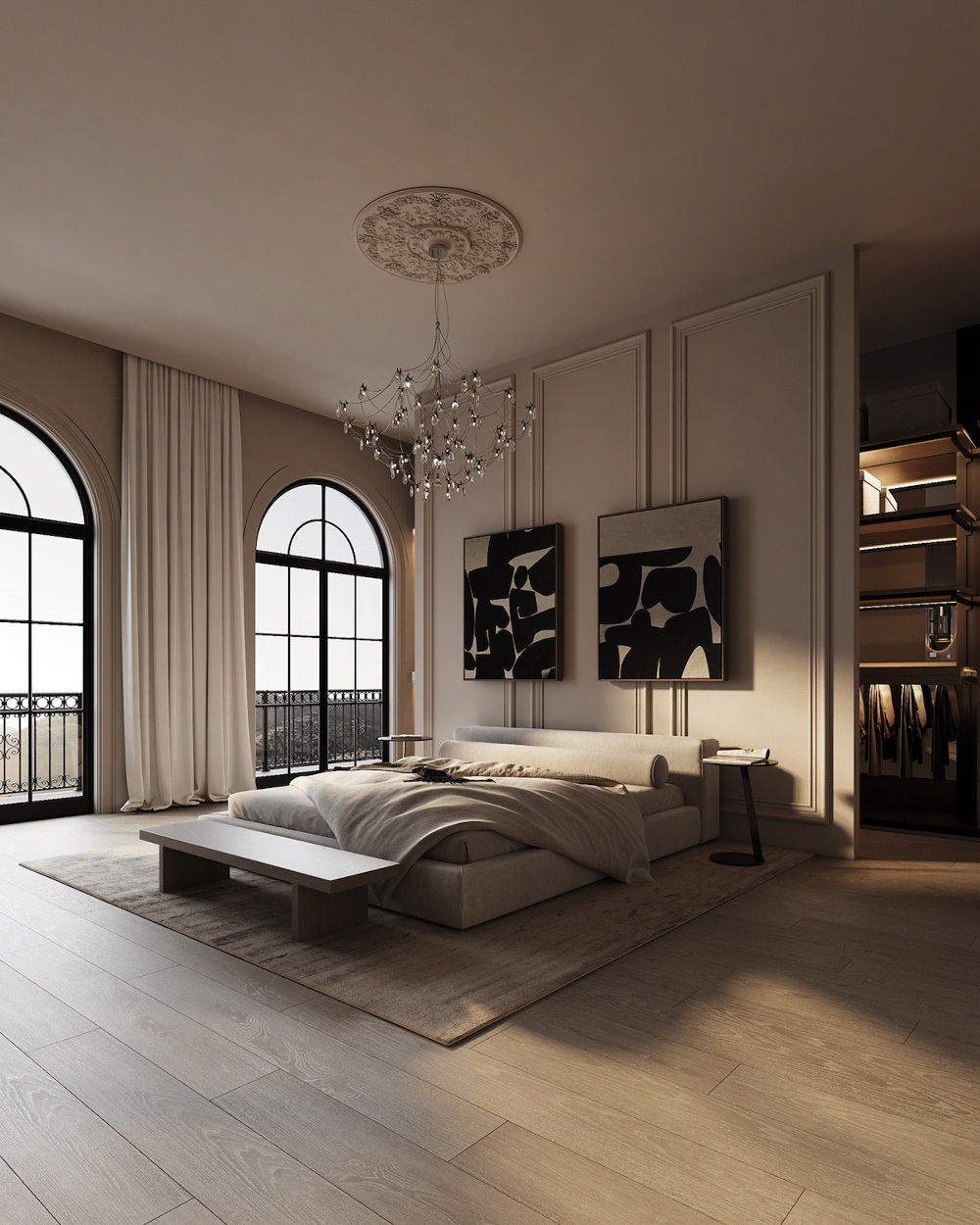 luxury neoclassical bedroom