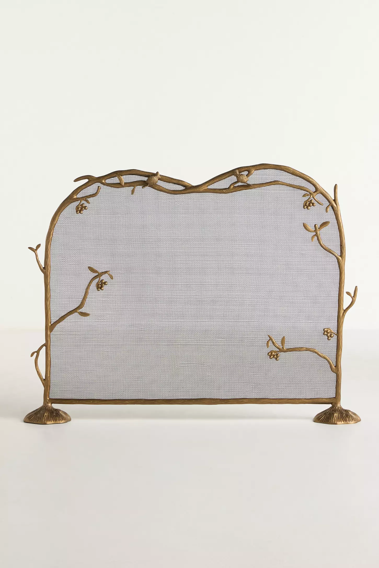 42” tall Birdie brass fireplace screen