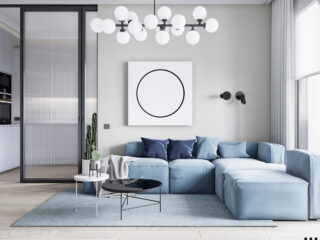 Circle Themed Small Apartment In Beautiful Blue & Bronze Decor