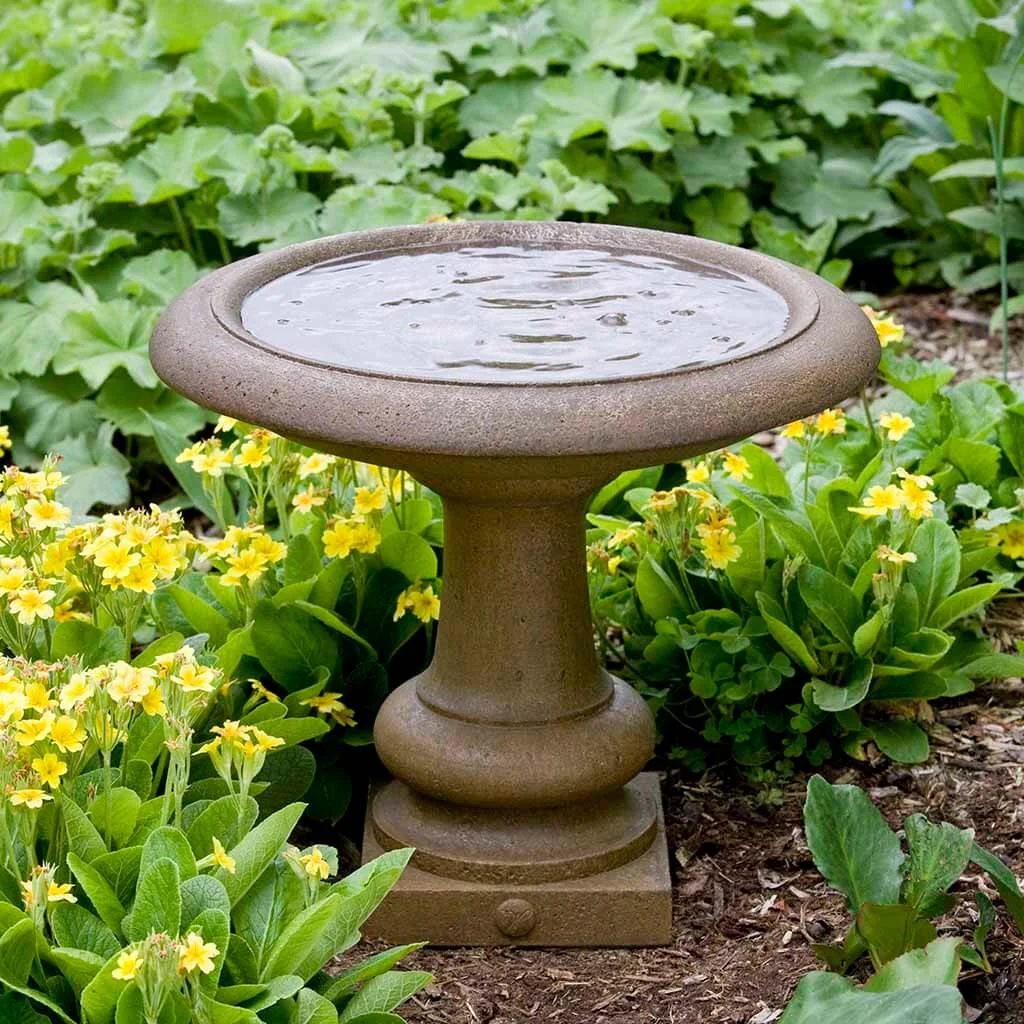 Outdoor concrete birdbath