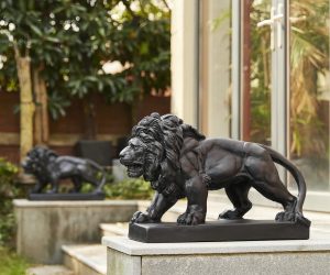 Lion statues at entryway