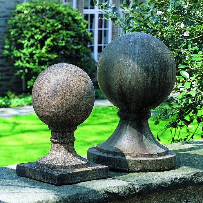 Spherical finial garden statues