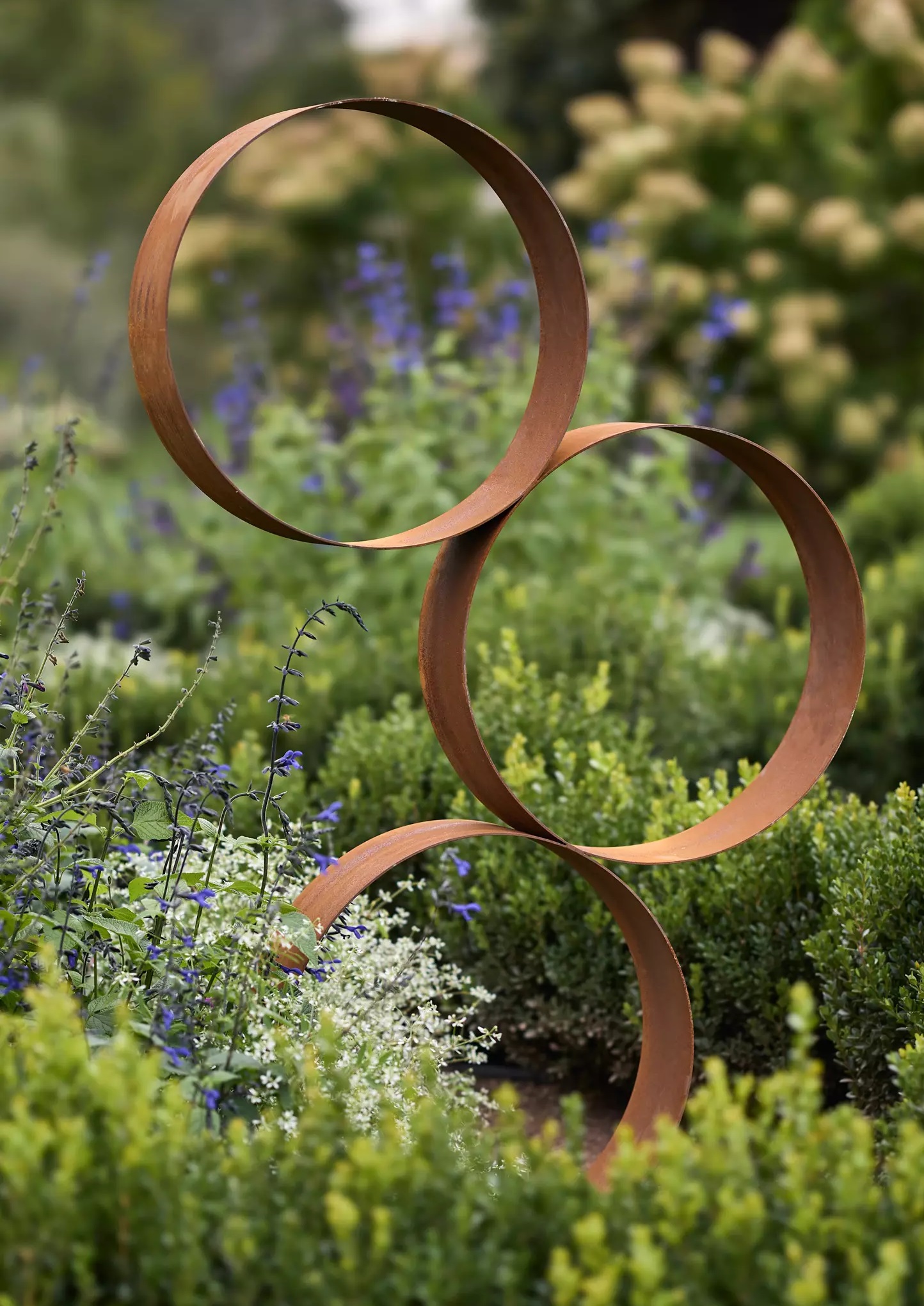 Stacked rings garden sculpture