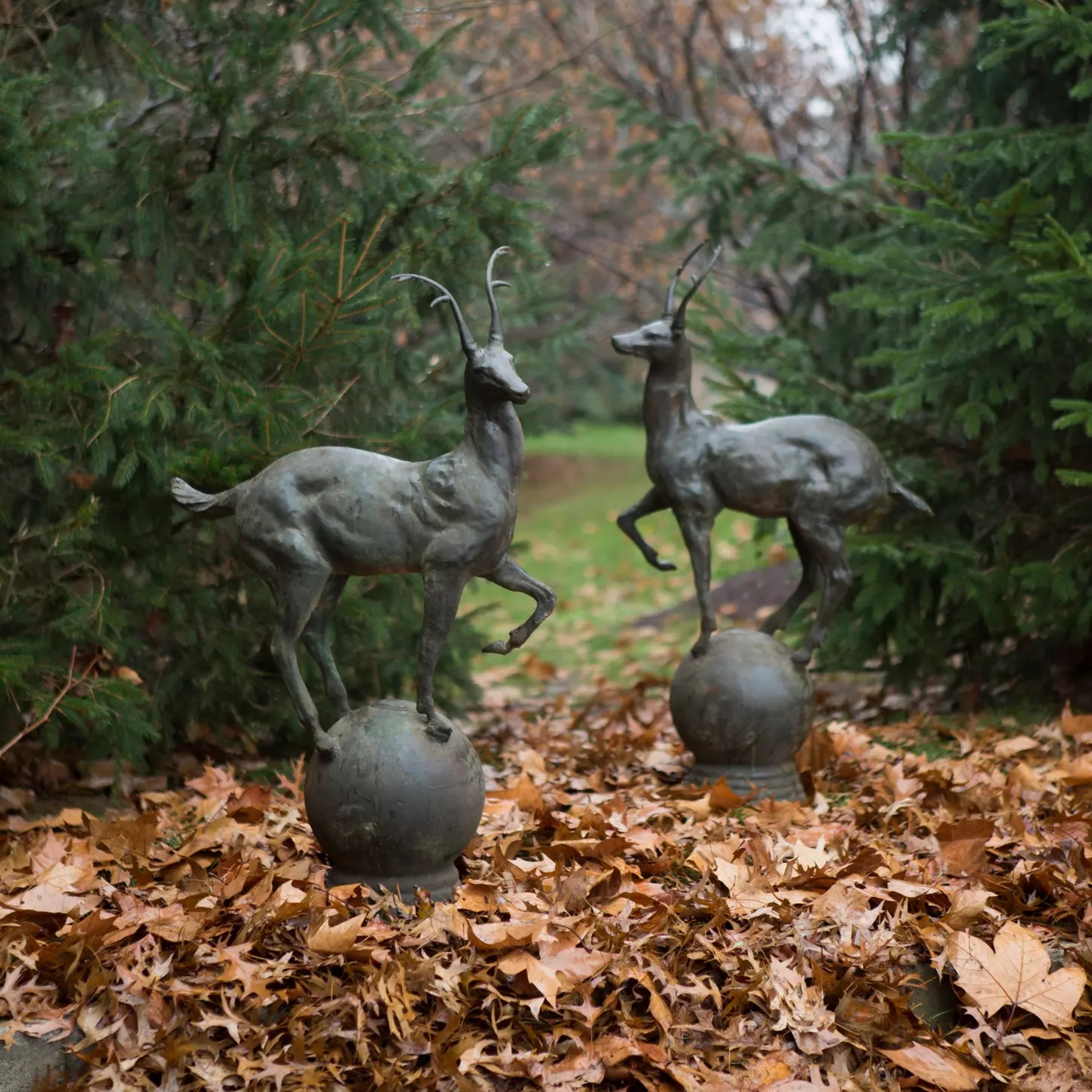 Finial-style deer garden statues