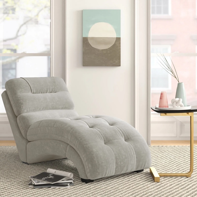 Armless grey chaise lounge