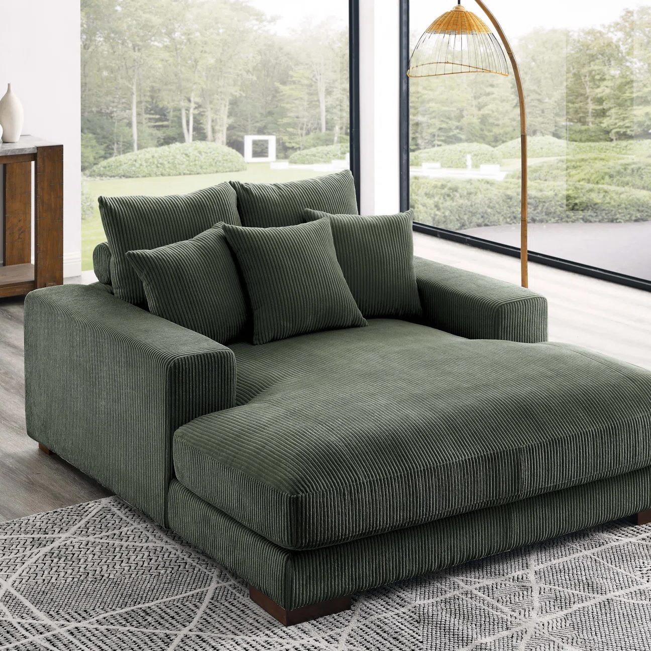 Oversized hunter green chaise