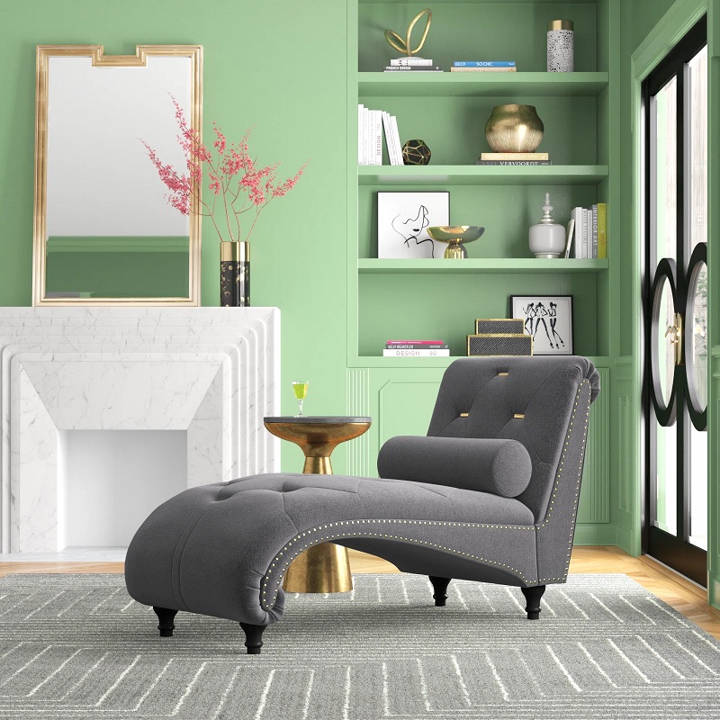 Grey chaise with bold silhouette