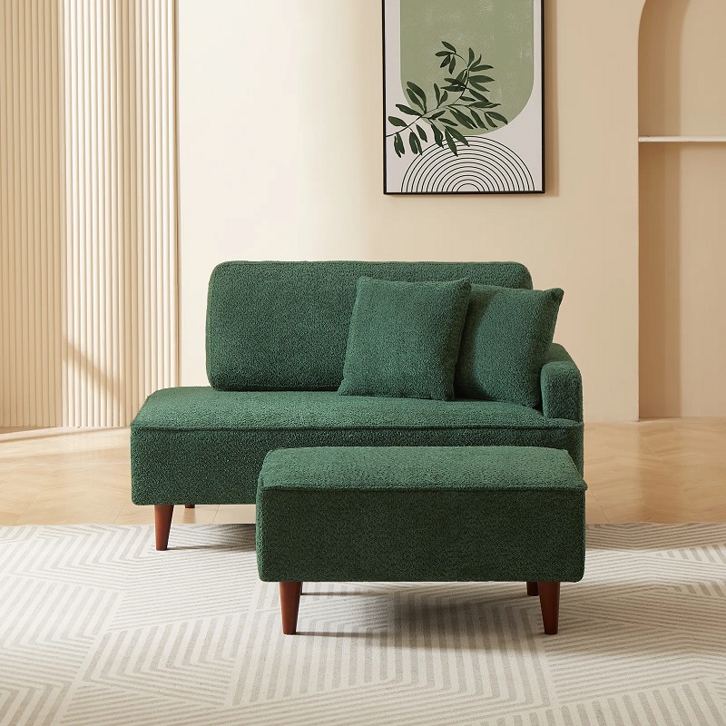 Green chaise with ottoman