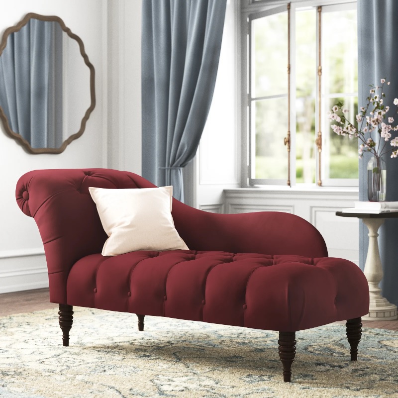 Deep red chaise lounge