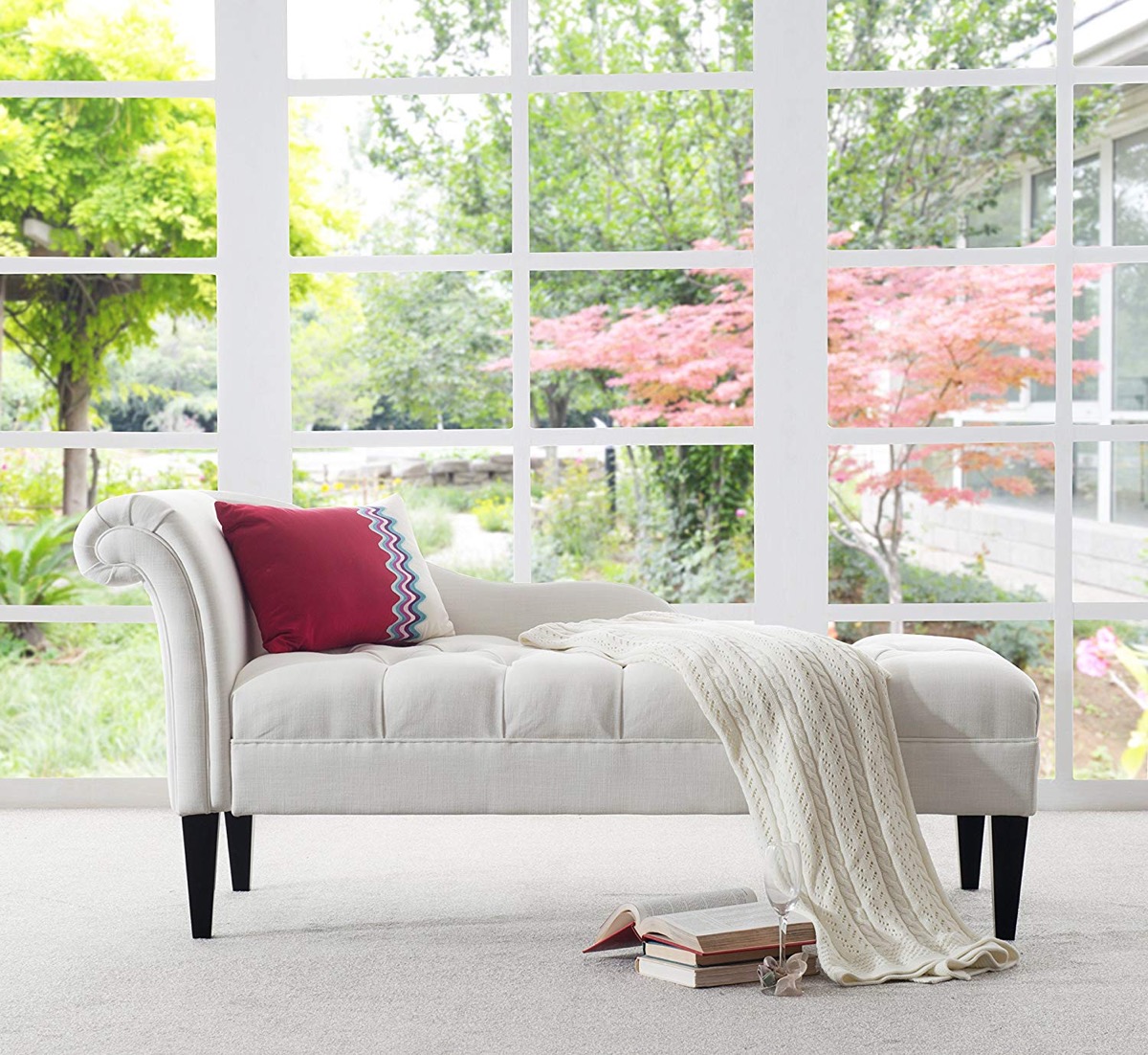 Bright white classic chaise