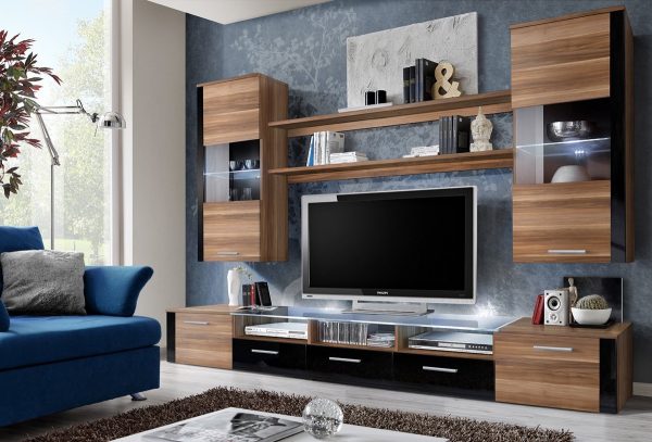 Large Modern TV Entertainment Unit With LED Lighting And Drawers For Storage 600x407 