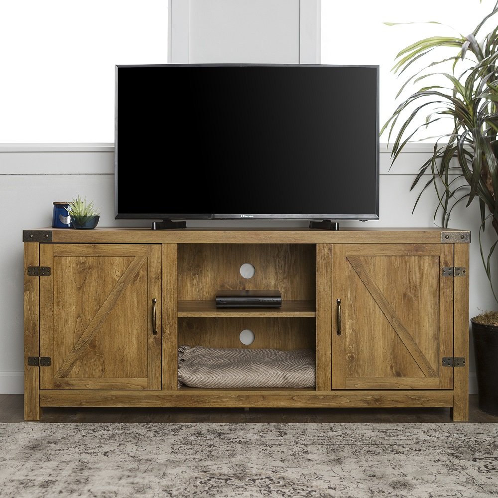 Rustic Style TV Stand Farmhouse Barn Door Console For Television And ...