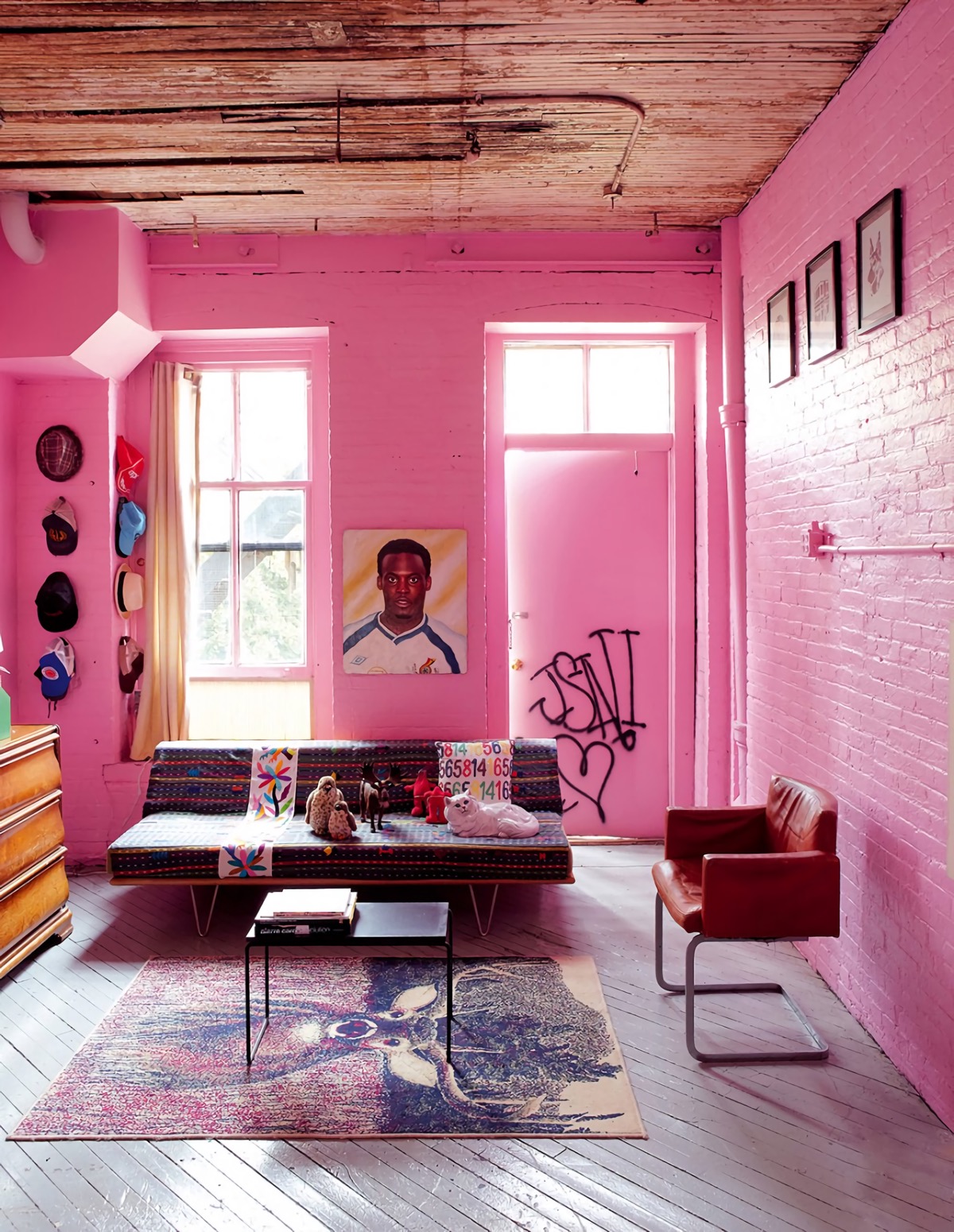 Pink Walls Living Room 