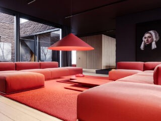 Two Luxury Single Family Houses With Red And Grey Decor