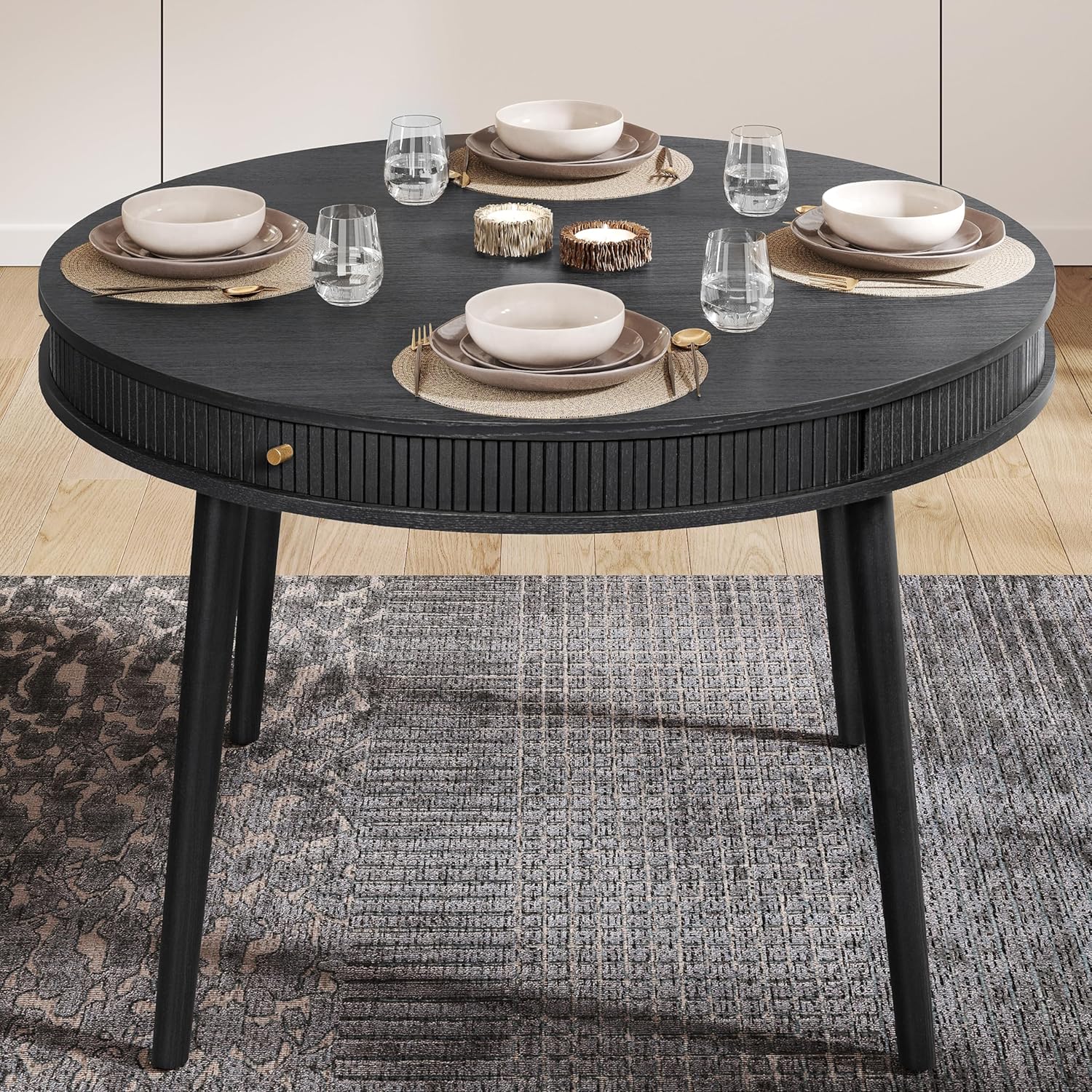 Black oak round dinning table