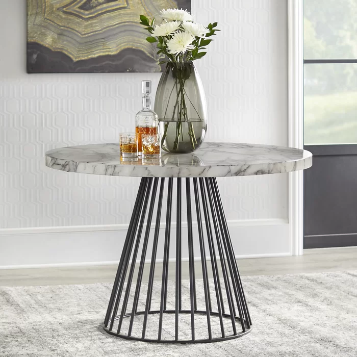 Faux Marble Round Dining Table