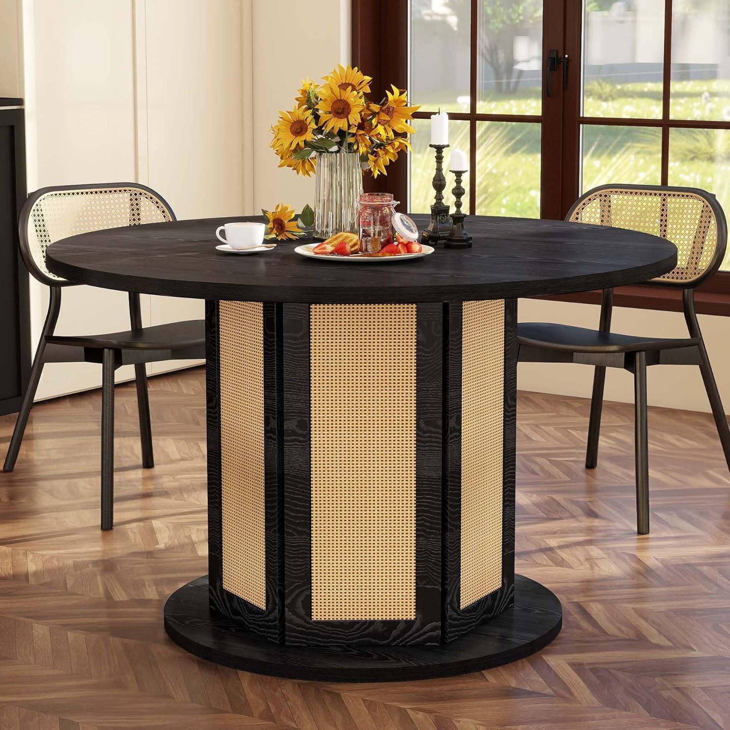 Rattan inspired round dinning table