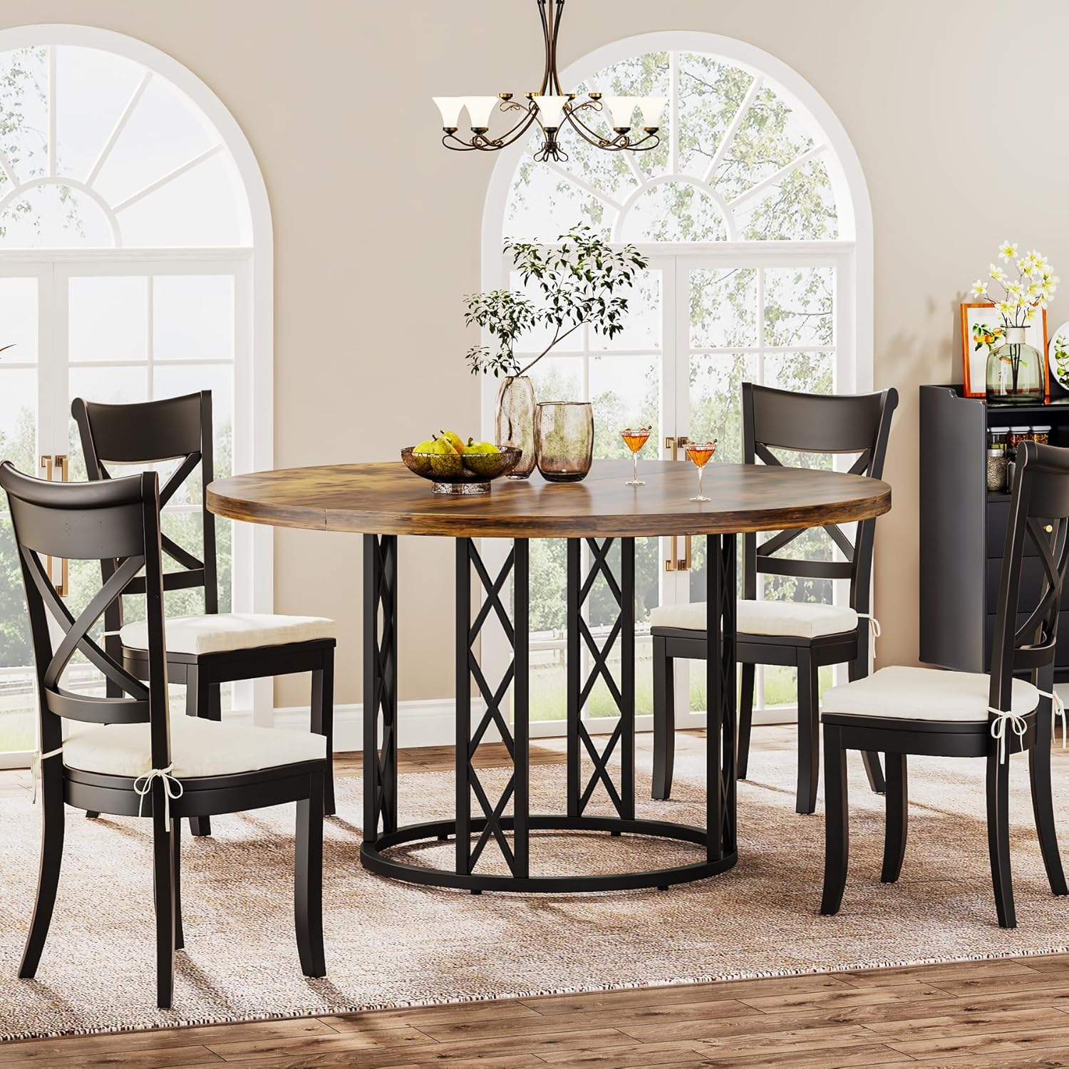 Rustic round dining table