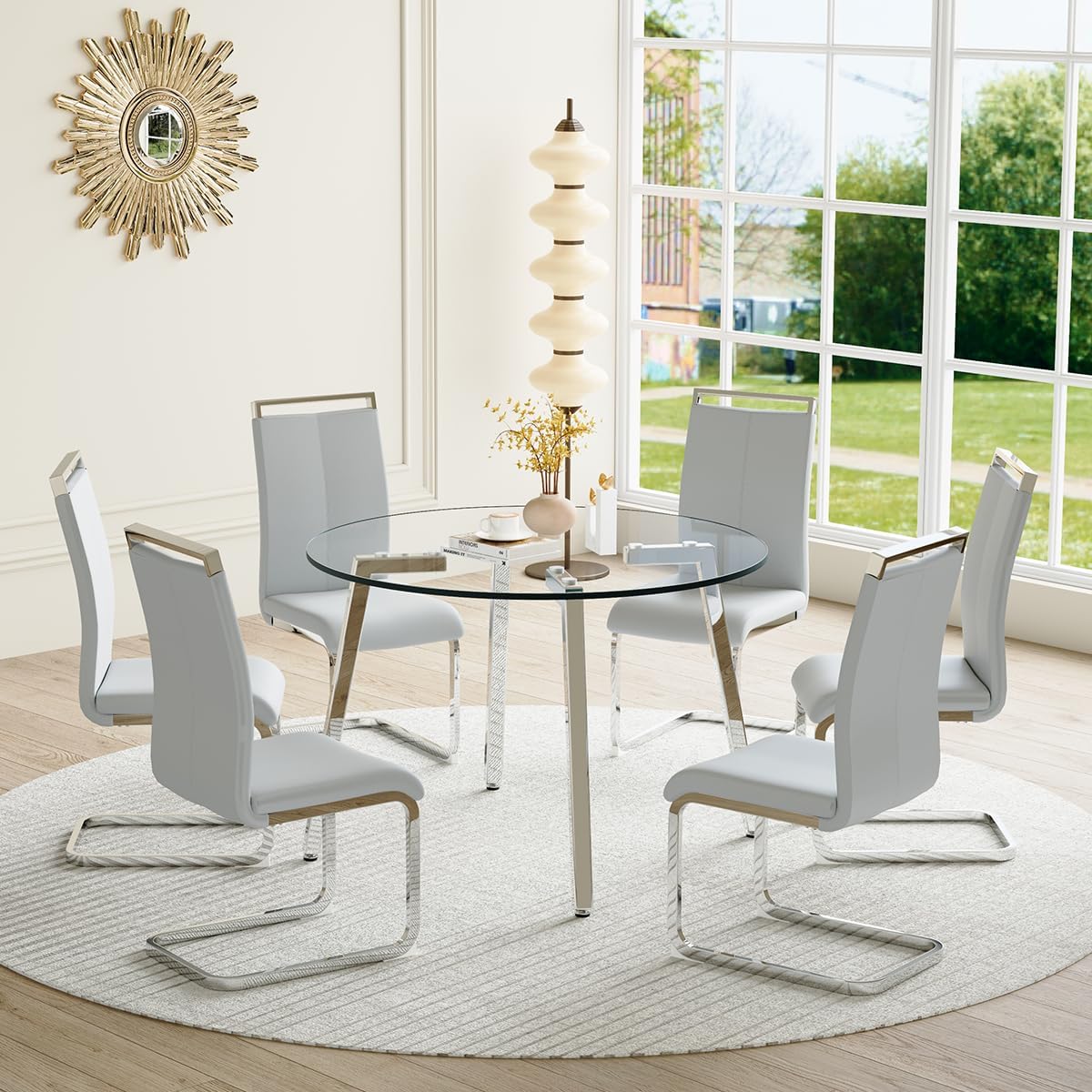 Tempered glass round dinning table