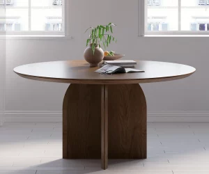 Walnut round dining table