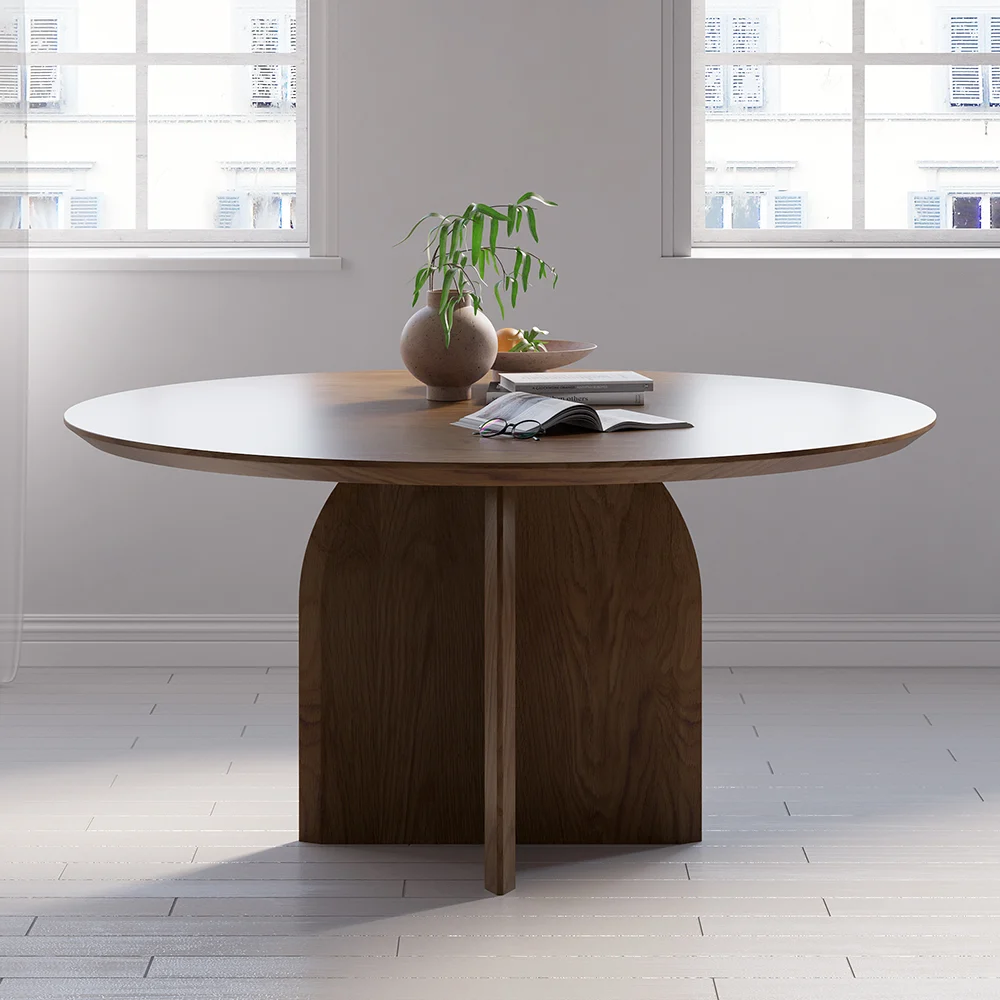 Walnut round dining table