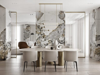 Magnificent Modern Marble Interior With Metallic Accents