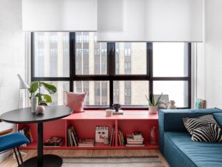 Small Interiors With Red, Pink And Blue Accents