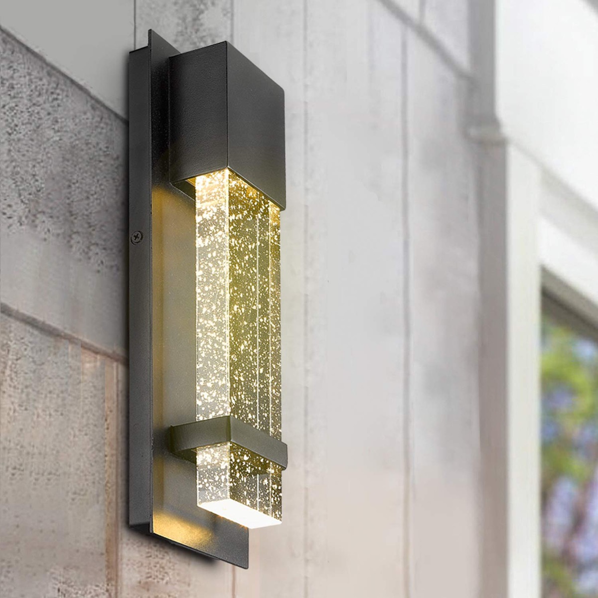 Modern Minimalist Outdoor Wall Lamp With Bubble Glass Champagne Light ...
