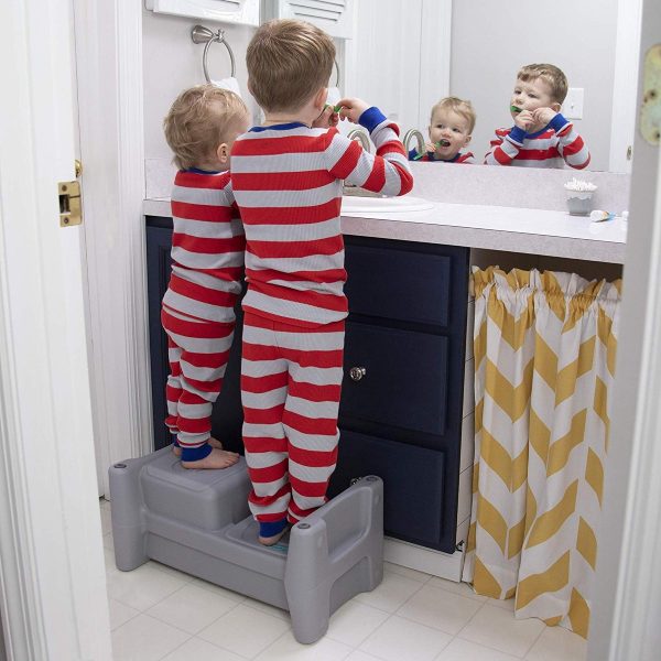 Plastic Dual Step Up Stool Children Kids Ladders Kitchen Toilet