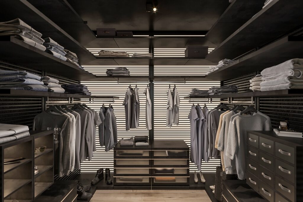 masculine walk in wardrobe | Interior Design Ideas