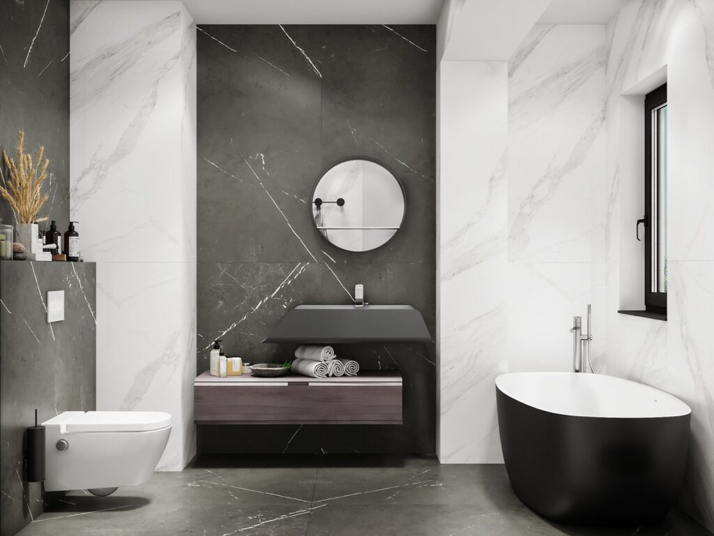 grey marble bathroom | Interior Design IdeasInterior Design Ideas.