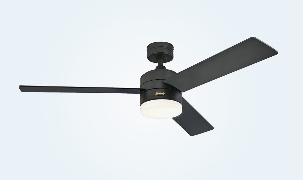 Modern black ceiling fan with light