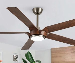 Nickel and dark wood ceiling fan