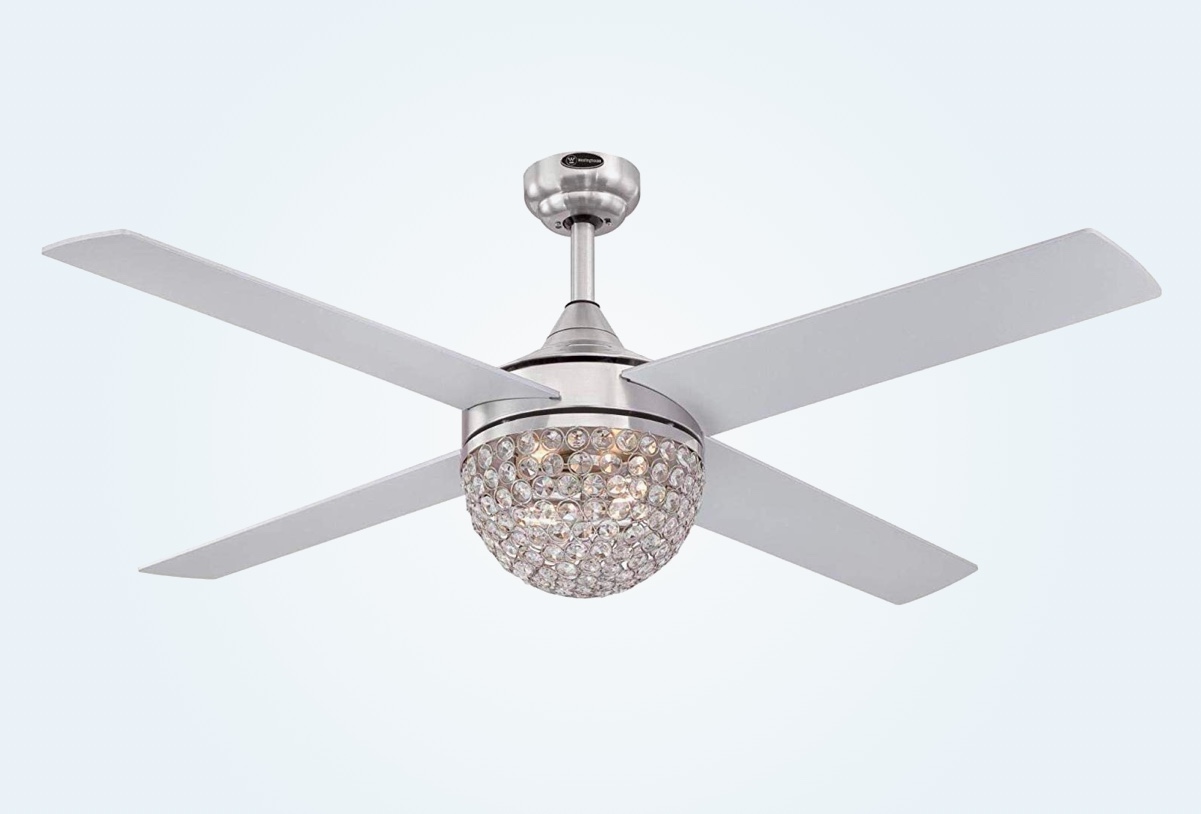 Silver chandelier ceiling fan