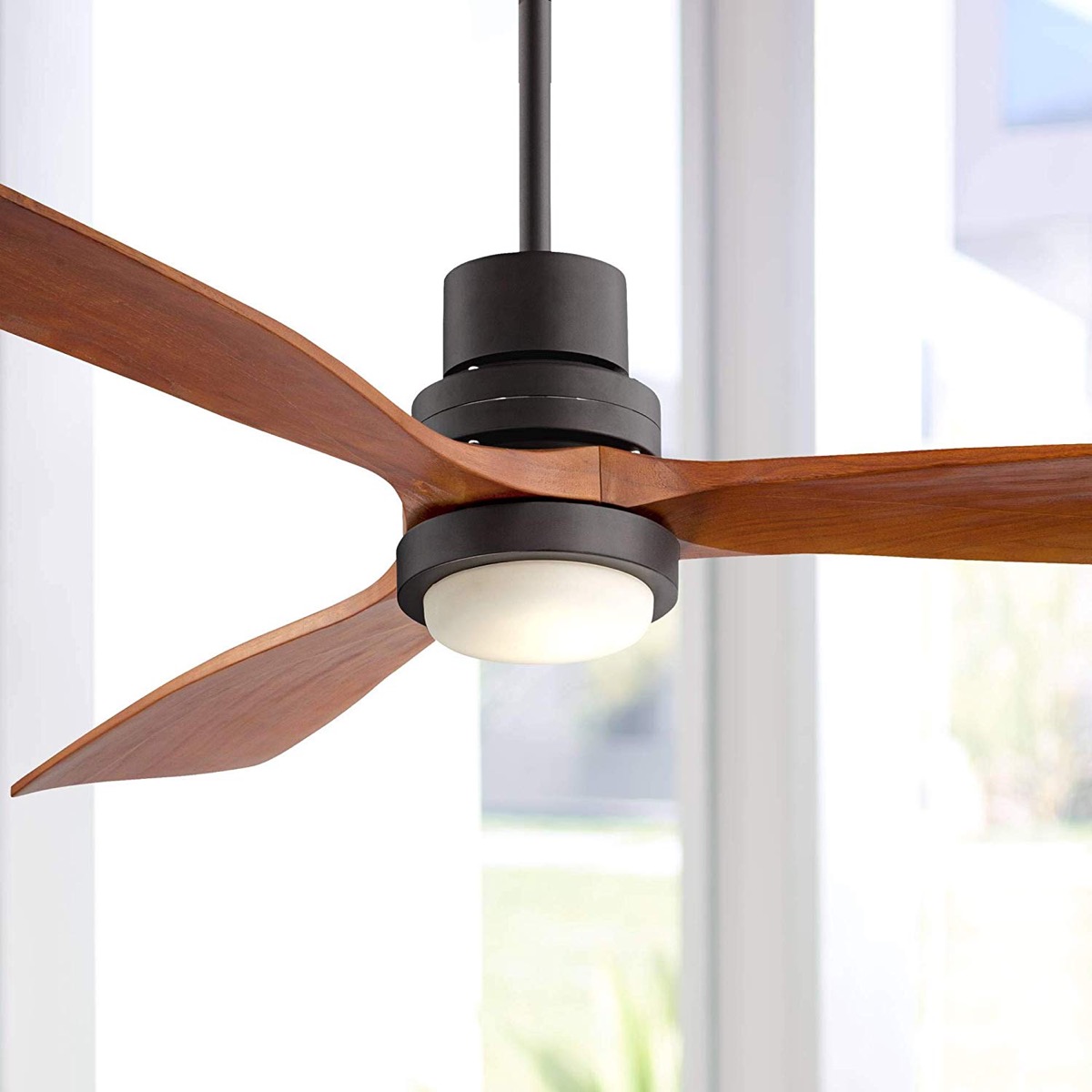 Mid-century modern wood ceiling fan with light