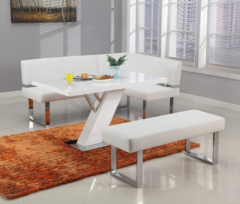 White Kitchen Table Sets Modern Design With L Shaped Bench 768x653 