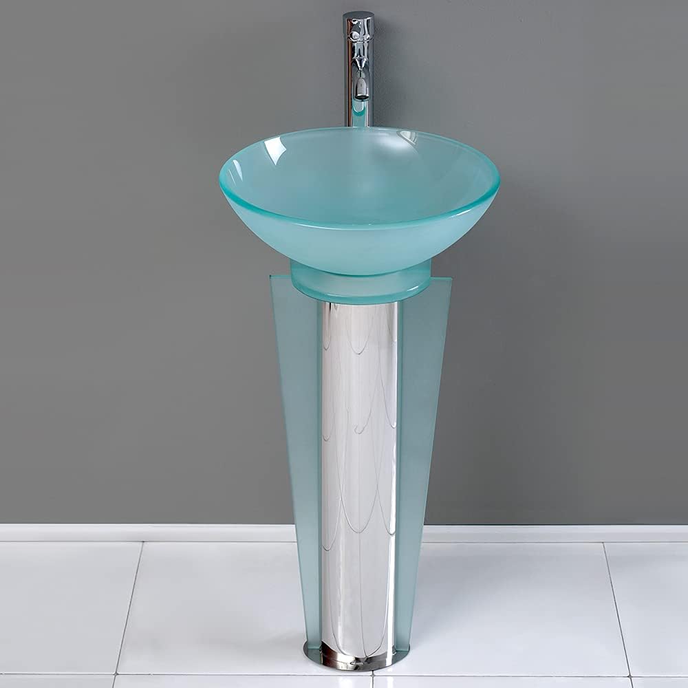 modern glass pedestal sink