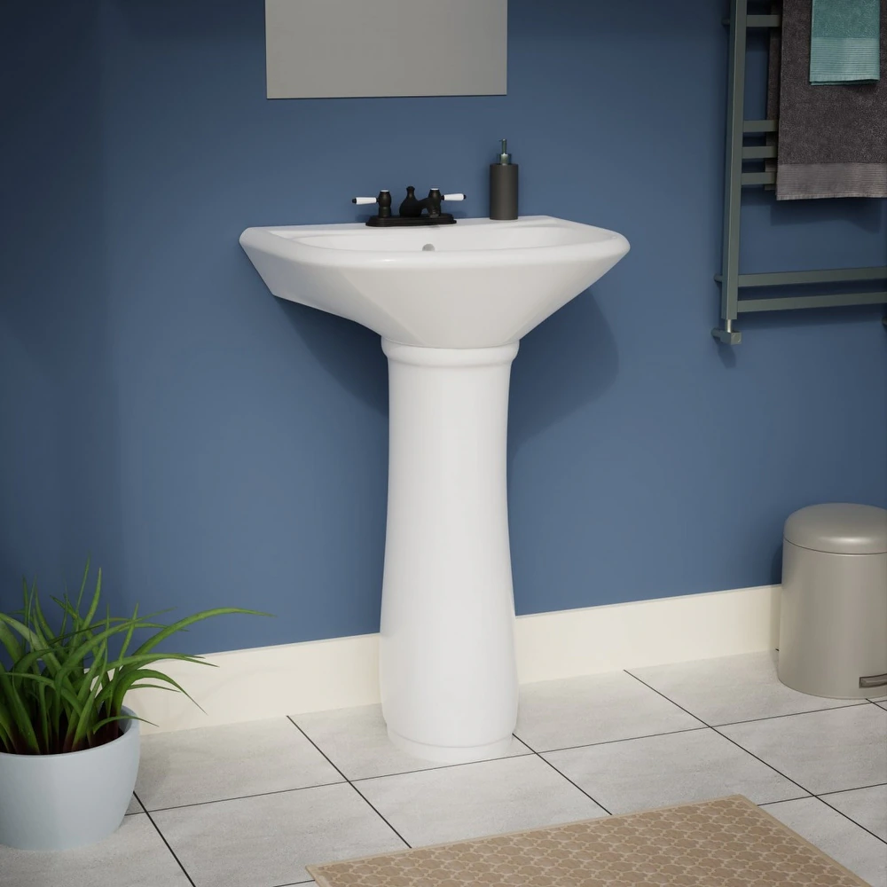 chic compact white pedestal sink