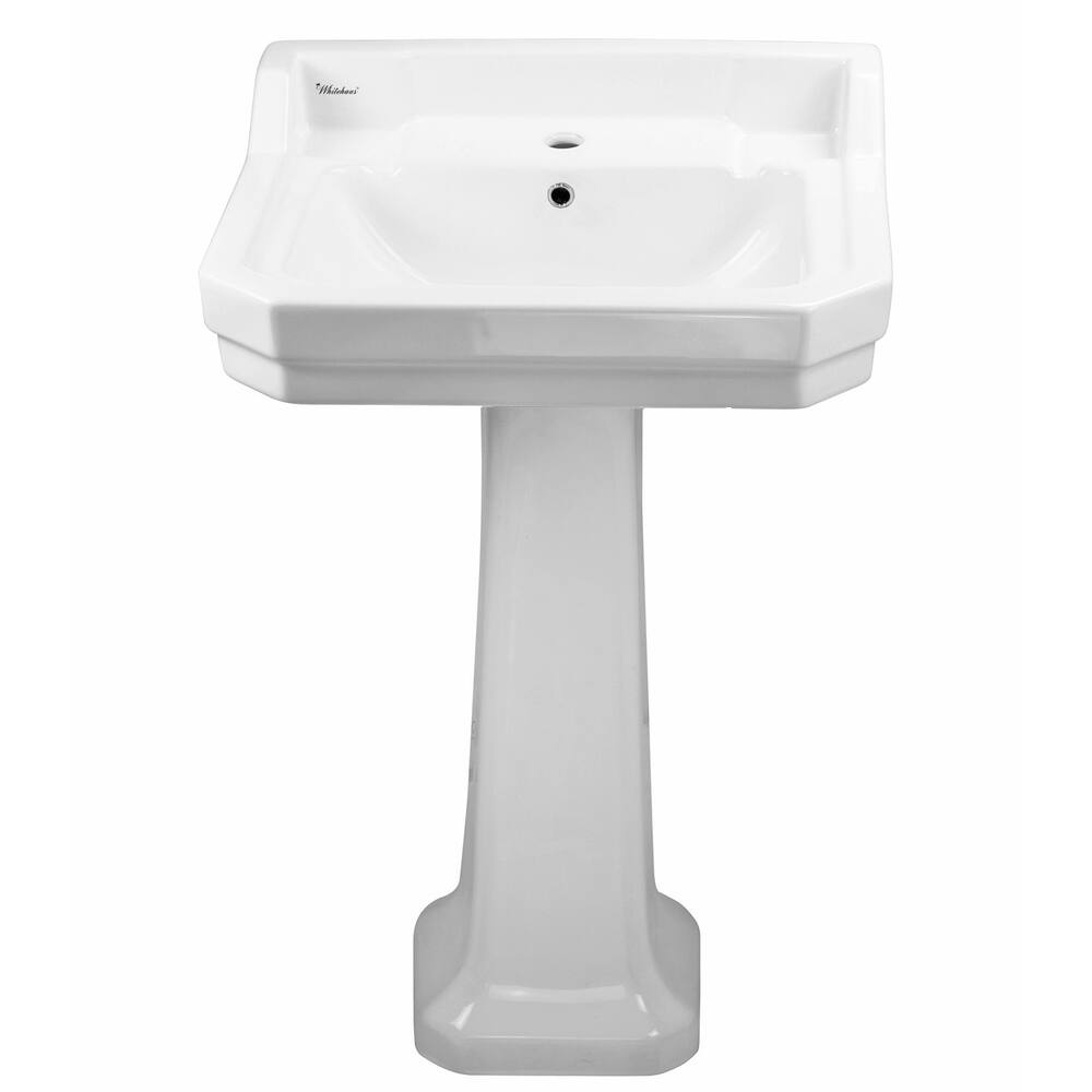 crisp white pedestal sink