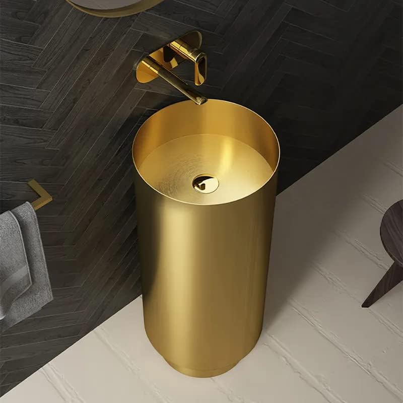 luxury gold round pedestal sink