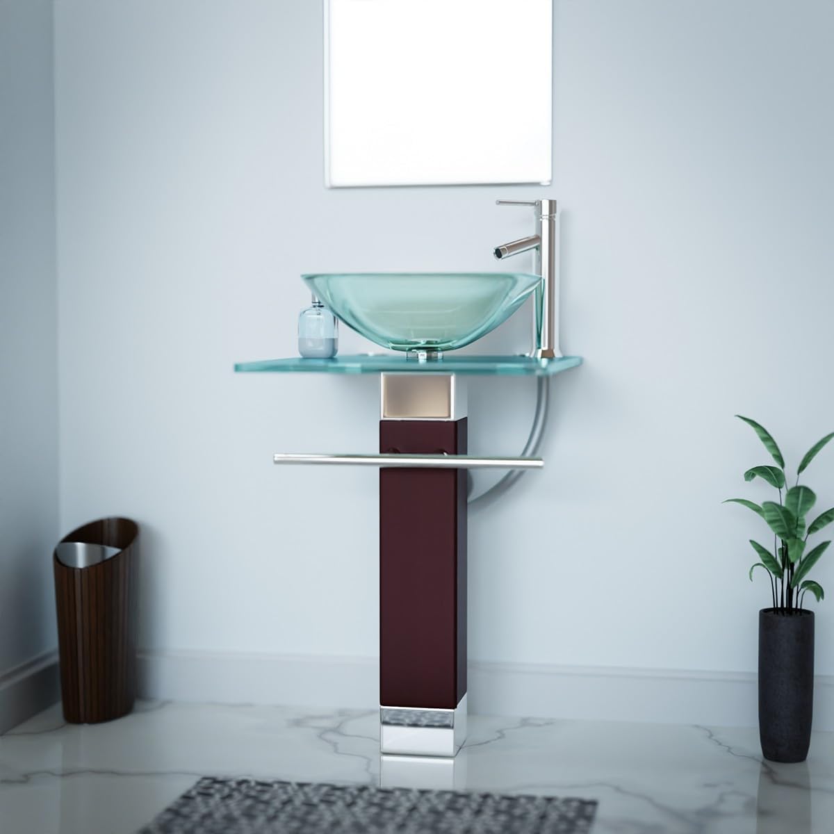 modern glass pedestal sink