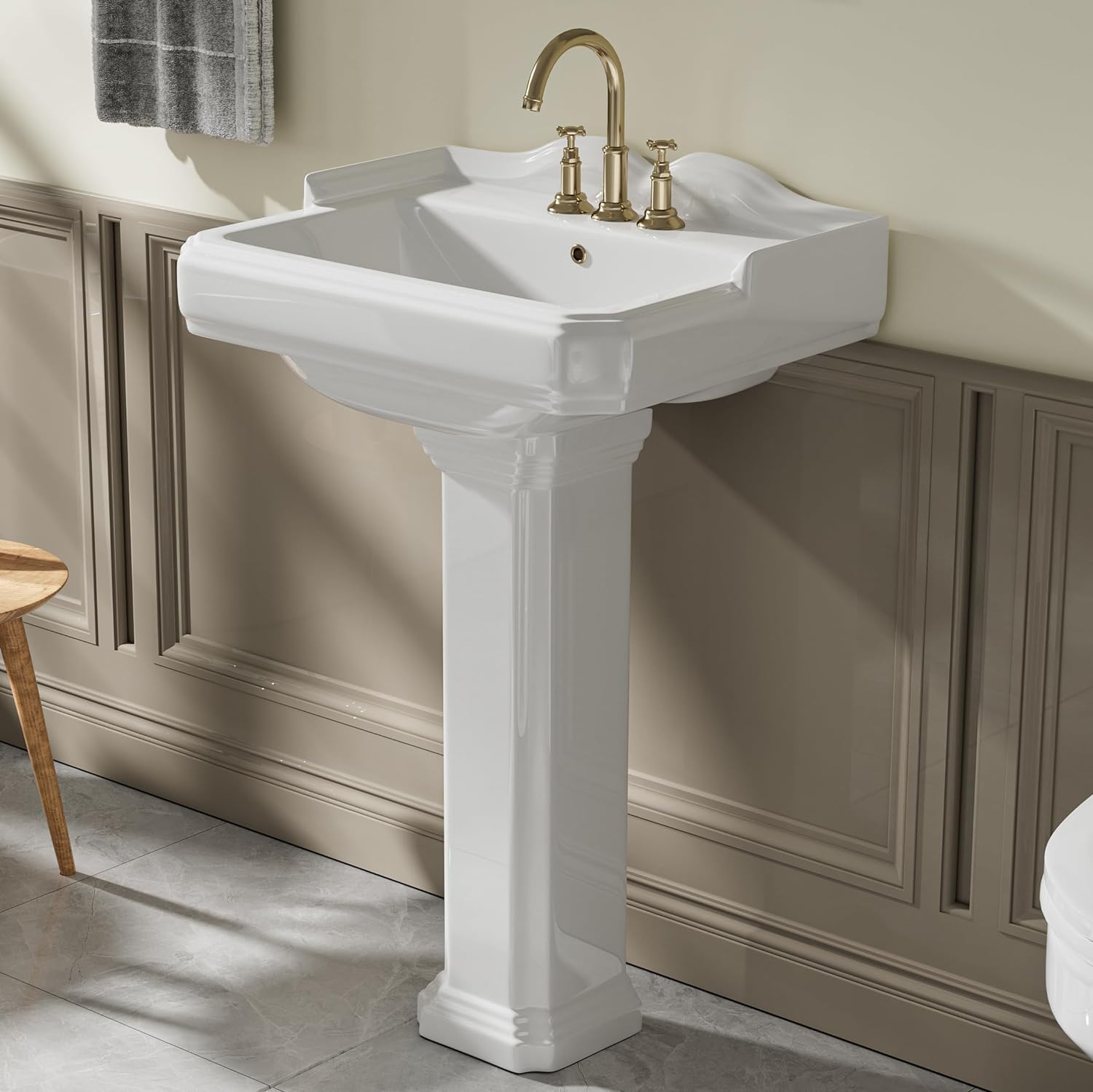 white pedestal sink