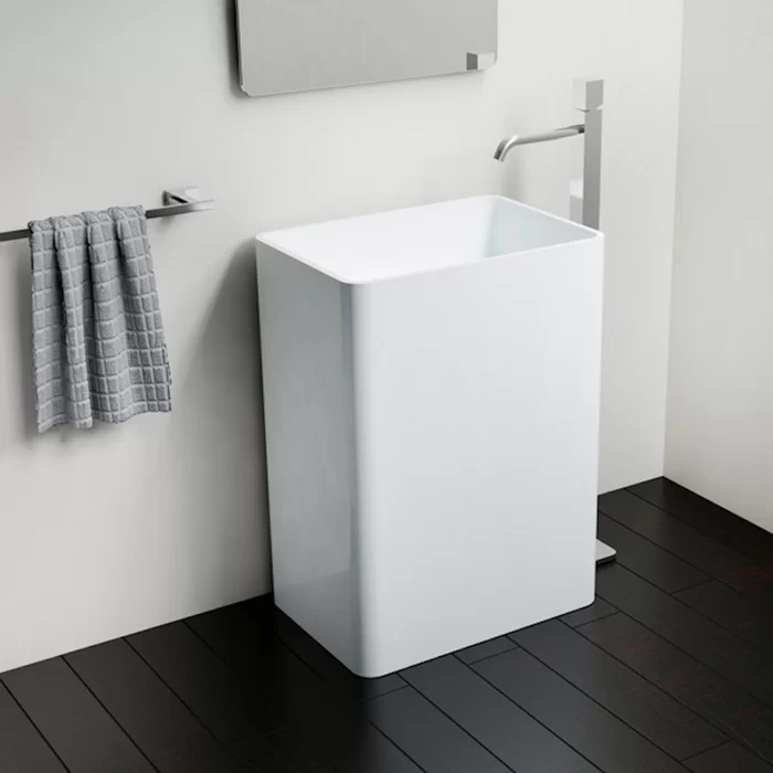 smart white rectangular pedestal sink