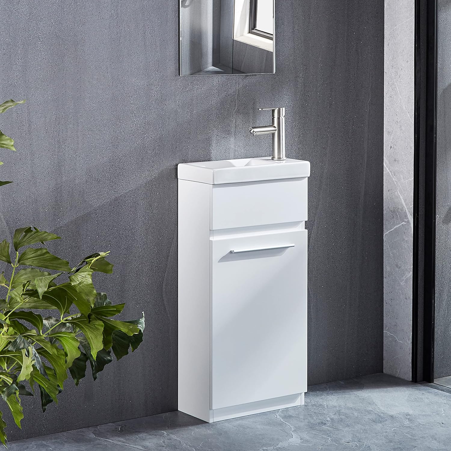 space saving ivory white pedestal sink